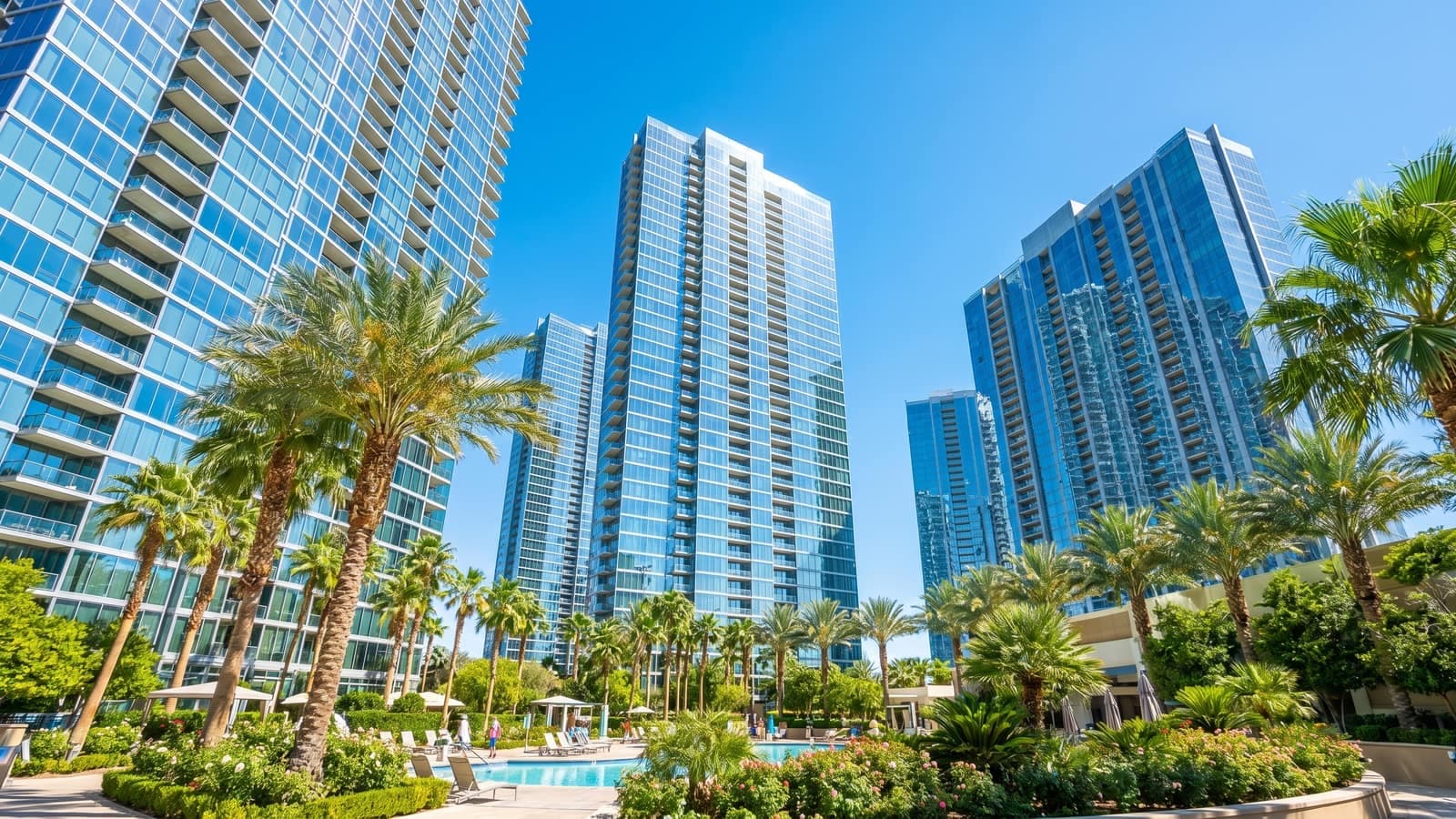One Queensridge Place twin luxury high-rise towers in the Queensridge guard-gated community, western Las Vegas